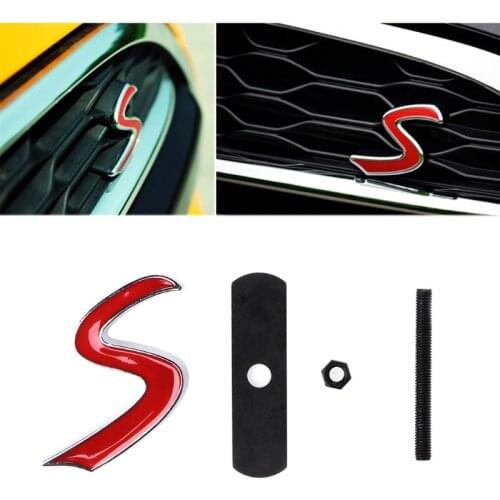 3D Metal S Front Grille Emblem Sticker for Mini Cooper R50 R52 R53 R56 R57 R58 R60 JCW Grill Badge Decals Exterior Accessories