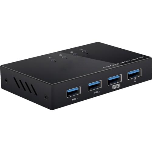 4 Port USB 2.0 KVM Switch Selector 4Port PCs Sharing 4 Devices USB 2.0 Support Wire Control For Keyboard Mouse Scanner Printer