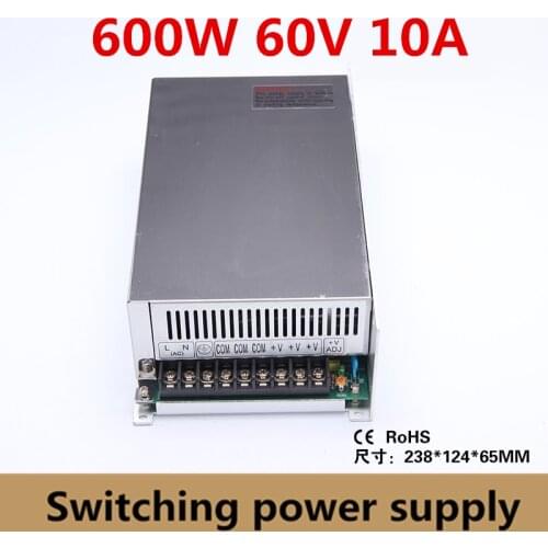 600W 60V 10A Switching Power Supply Driver Adapter 60vdc Voltage Transformer for Led Strip Light, industry input 110V/220V