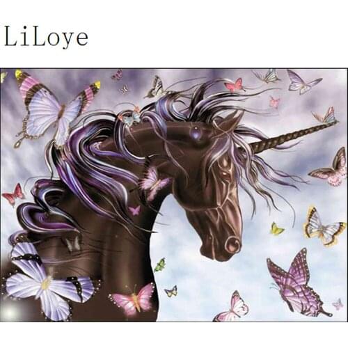 LI LOYE 5D Diamond Painting Cross Stitch Unicorn butterfly Needlework Diamond Embroidery Icon Full Drill Decor DIY Painting Q845