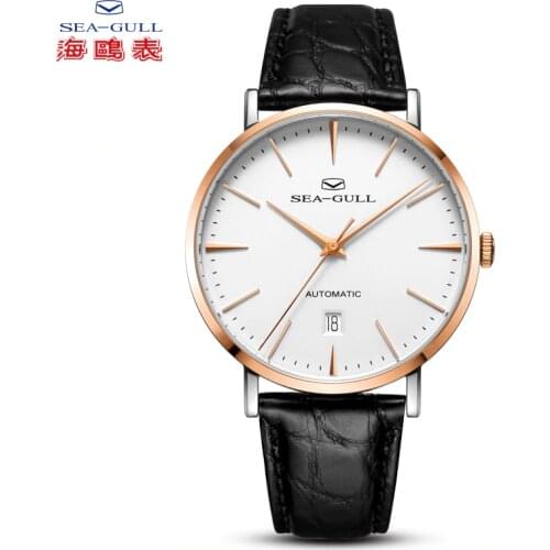 Seagull mens simple business automatic mechanical watch calendar steel belt waterproof 218.12.1002G inheritance series