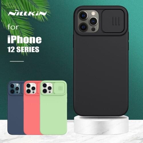 For iPhone 12 Pro Max Case Nillkin CamShield Slide Camera Protection Liquid Silicone Touch Cover for iPhone 12 12 Pro Lens Case