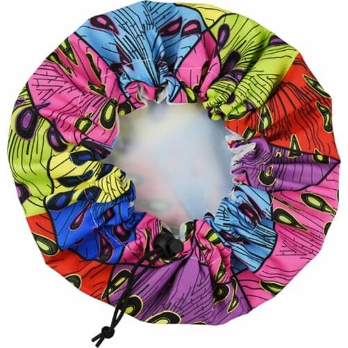 Childrens Adjustable Shower Cap Bathing hat Double Waterproof Cute Printed Shower Cap Baby Shower Cap Bathroom Accessories