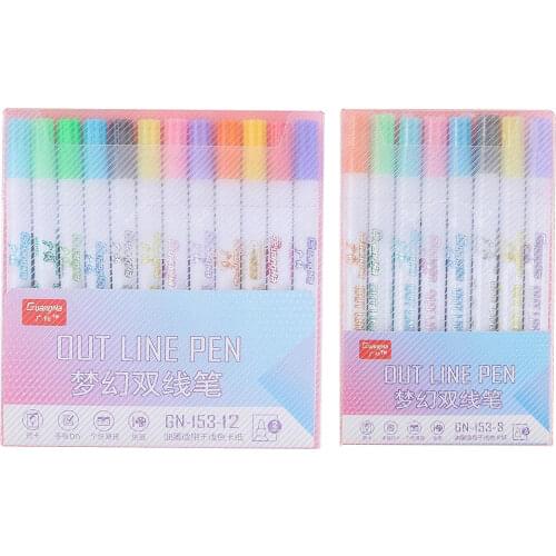8/12 Colors Double Line Outline Pen Markers for Greeting Cards, Posters DIY
