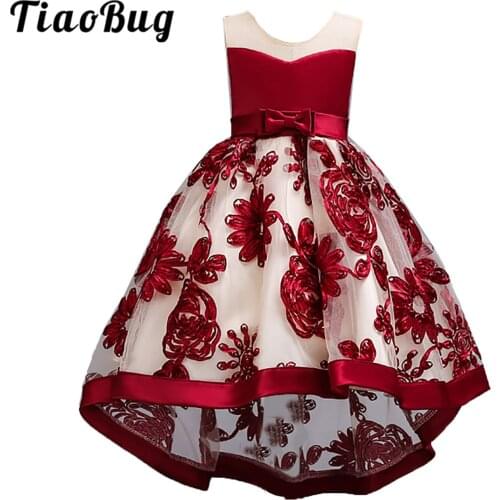 Princess Elegant Girls Embroidery Dress Flower Girls Dress Pageant Wedding First Communion Dress for Girl Summer Kids Dresses