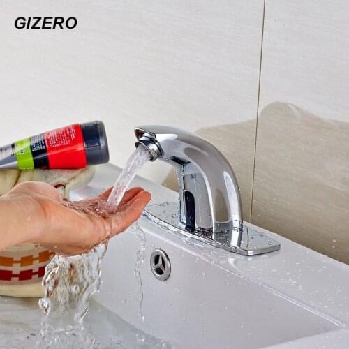 Torneira para banheiro Chrome Brass Polished Bathroom water saving Sensor Faucet Automatic Hands Free Sensor Tap Crane ZR1009