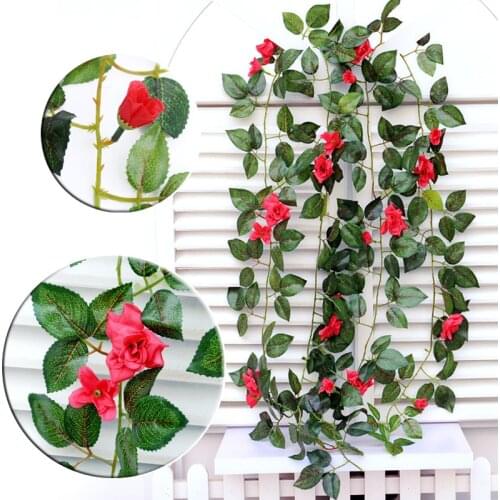 Artificial Plant Rose Flower String Fake Flower Rattan Vine Hanging Wedding Home Decor Wall Garden Home Decoration Accessories