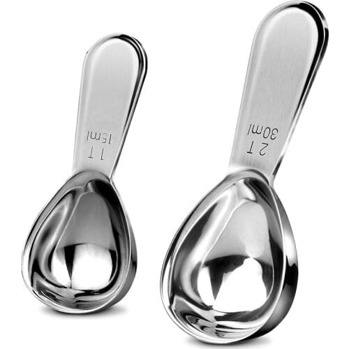 Endurance Stainless Steel Coffee Scoops & Measuring Spoons, Exact Ergonomic Tablespoon - 1 Tbsp or 2 Tbsp