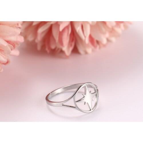 COOLTIME Mini Stainless Steel Amulet Star Womens Rings Anniversary Gift Jewelry Anillos Acero Inoxidable Mujer