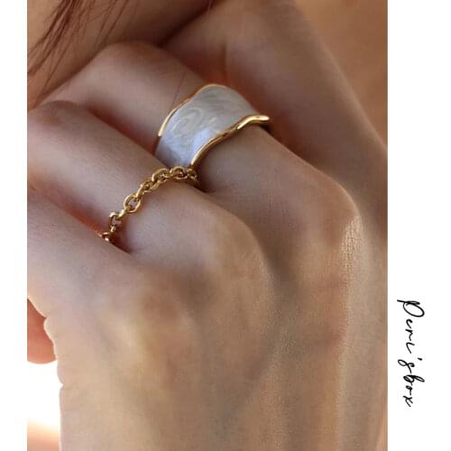 PerisBox Adjustable Irregular Wide Flowing Enamel Glaze Rings Three Colors Available Wave Ring Simple Fashion Bohemian Rings