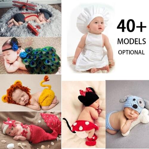 Crothet Newborn Photography Props Knitted Photography Accessories Baby Boys Girls Costume Newborn Photographie 42 Model Optional