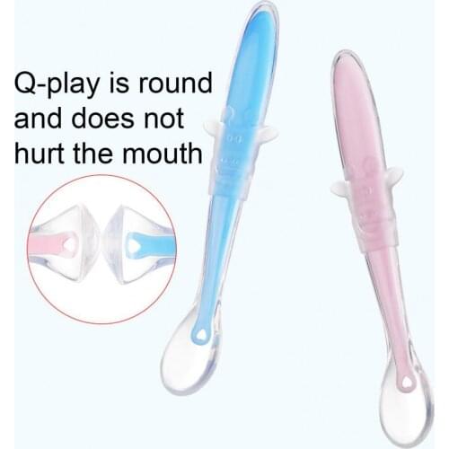 Cute Baby Silicone Soft Head Spoon Food Feeding Supplies Training Tableware