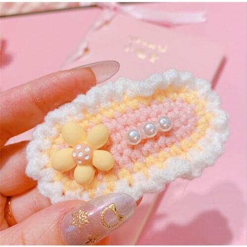 Cute Lolita Girl Sweet Color knitting Cartoon Hairpin Women Hair Clip Haircircle D552
