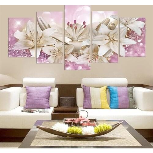 Pink Fashion Beautiful Flower Canvas Painting Modern Wall Art Poster Bedroom Living Room Decoration Painting Home Decoration