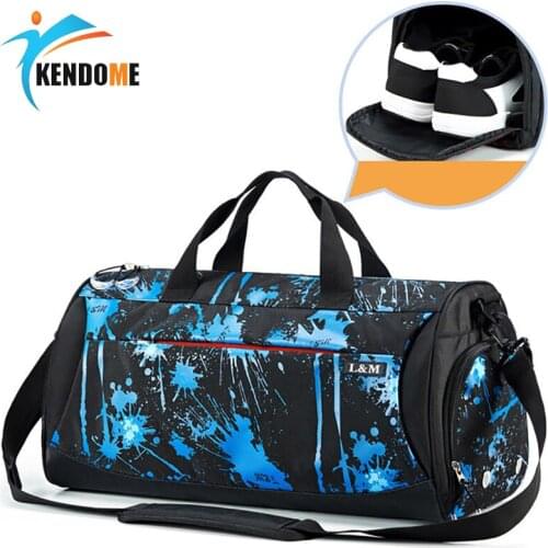 Mens Sports Gym Bag Yoga Fitness Women Bag Waterproof Travel Shoulder Bag Oxford Training Tote Sports Handbag Shoe Compartment