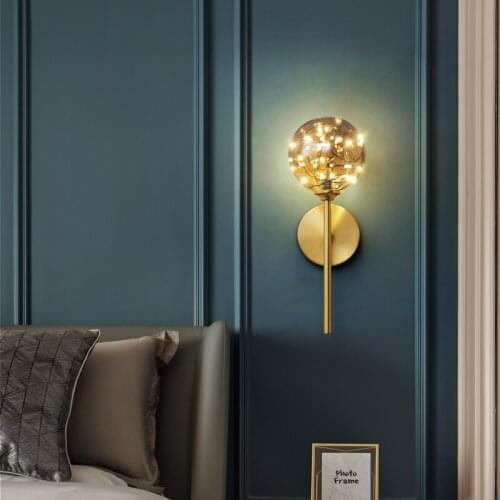 Brass LED Wall Light One Two Head Type Option for Bedroom Living Room Nordic Modern Home Decor Tri-Color Changeable Style 220V