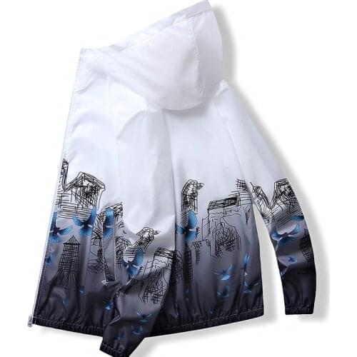 New Summer Jacket Mens Long Sleeve Sunscreen Casual Windbreaker Zipper Thin Hooded Coat Outwear Male Tops Clothing Quick-Dry