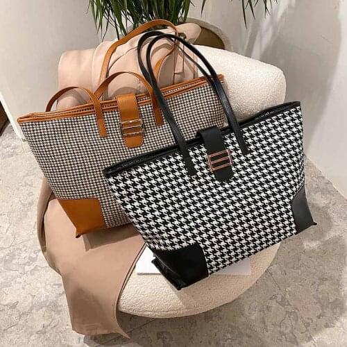 2021 Big New Women Shoulder Bags Black And white Check Ladies Tote HandBags Casual Women Zipper Pockets Hand bags Famous Brands