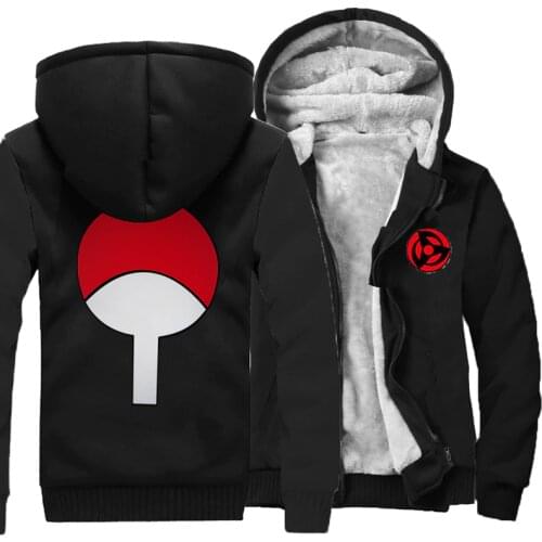 2019 new Naruto Hoodies Uchiha Syaringan Sweatshirts Hooded men Fashion Hokage Ninjia Cartoon printed jackets thick coats M-5XL