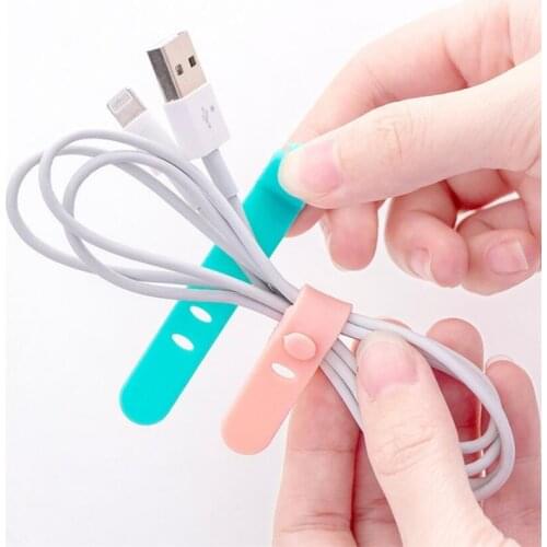 4PCS/lot Silicone Organizer Winder Straps Headphones Soft Tape USB Wire Cable Tie Utensil Organize Storage Holder Earphone Clips
