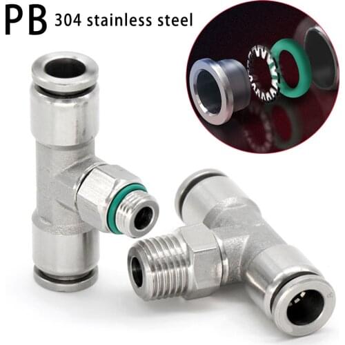 304 stainless steel PB pneumatic quick coupling 1/8" 1/4" 3/8" 1/2" hose 4 6 8 10 12 joint high pressure air joint male thread