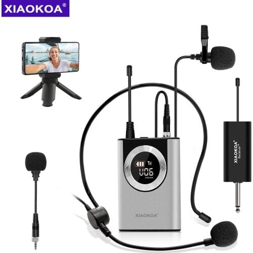 XIAOKOA Portable Wireless Microphone Headset Volume Control High Quality Sound LCD Display Microphone For Teaching YouTube