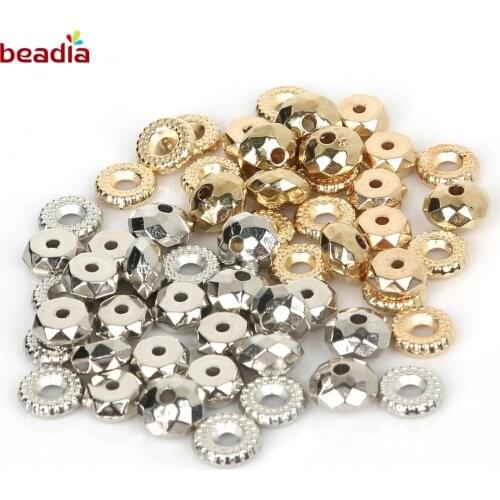 Approx 200/100pcs CCB Plastic Faced Wheel Flat Spacer Beads Pendant Bracelet Necklace For DIY Jewelry Findings Making