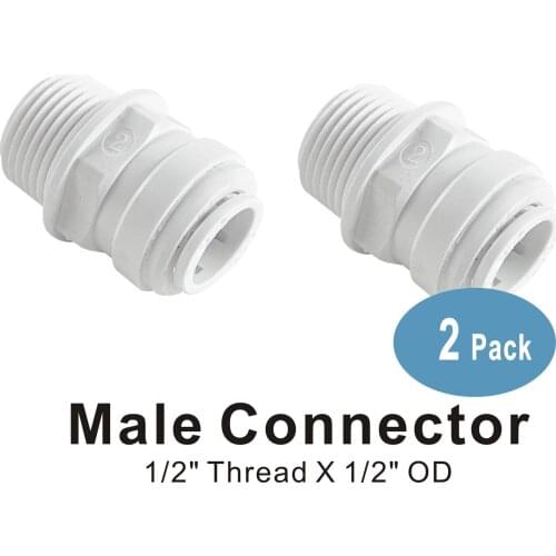 Straight Male Connector 1/2" Thread x 1/2" Quick Connect Fitting - 2 PACK