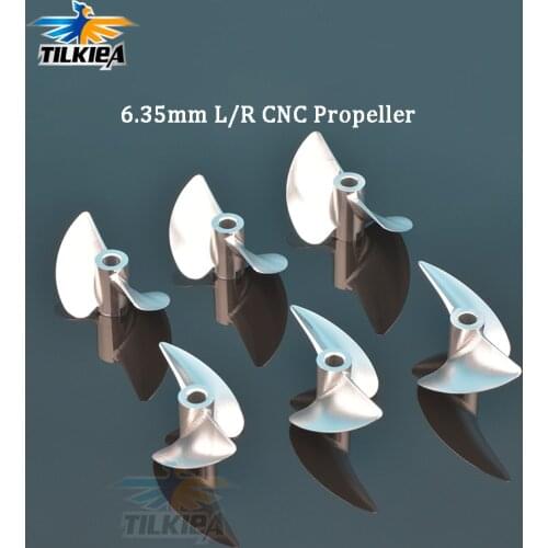 RC Boat 6.35mm 7075 Aluminum 2 blades Propeller Left/Right D60/62/64/66/68mm High Quality For 6.35mm 1/4" RC Prop Shaft