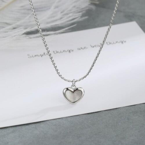 925 Sterling Silver Shell Heart Pendent Necklace For Women Creative Elegant Party Jewelry dz620