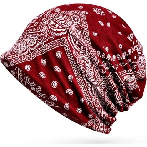 Print Fashion Dual Use Caps Collars Hawaii Travel Headwear Breathable Elastic Cotton Hat Men Women Unisex