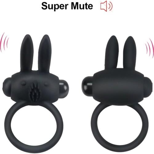 Silicone Vibrating Penis Ring Male Time Delay Ejaculation Sex Toys for Men Rabbit Cock Ring Vibrator Penis Enlargement
