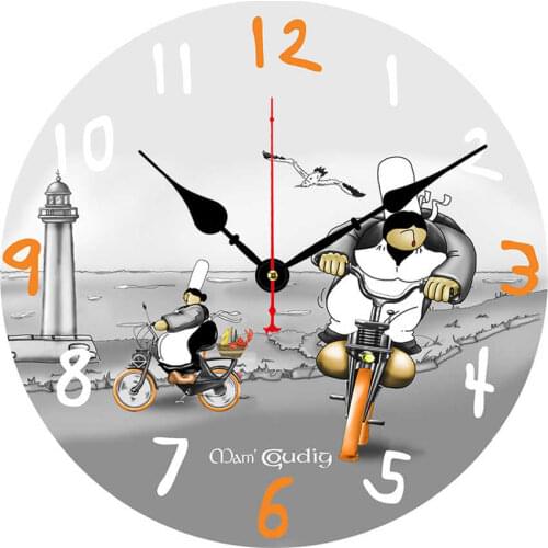 WONZOM Two chefs Modern Style Modern Wooden Cardboard Clock,Round Wall Clock for Home Decor Living Room 6-16 inch