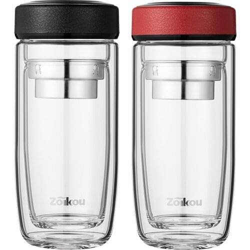 Glass Water Bottle Double Layer Borosilicate Wall Glass Bottle Filter Bottle Tea Water Separation Portable Infuser Flask Glass