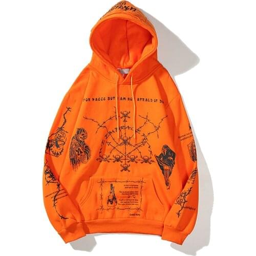 Mens Sweatshirt Spring Winter New Hip-Hop Full Body Graffiti Devil Sweatshirt With Loose and Comfortable Casual Cotton Hoodies