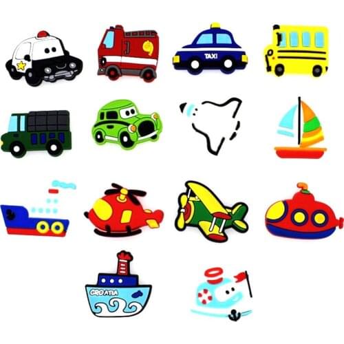 1pcs Shoe Decoration Croc Charms aeroboatairship school bus ship plane jbz for croc kids Gifts