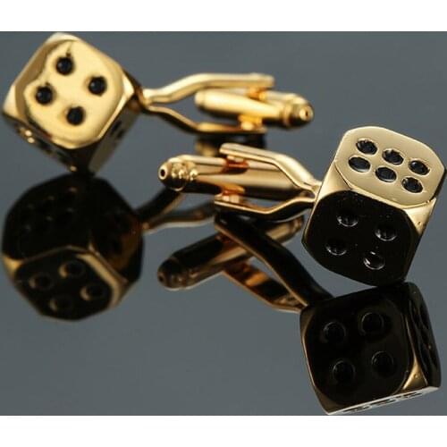 High quality mens shirt Cufflinks fashion suit classic jewelry gold dice Cufflinks security business shirt badge pin gift