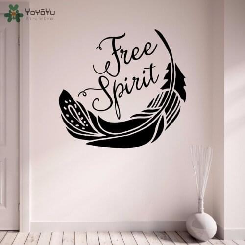 YOYOYU Wall Decal Quotes Free Spirit Vinyl Wall Stickers Feather Pattern For Kids Rooms Livingroom Art Design Home Decor DIYCY71