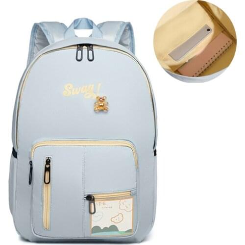 Womans Backpack Nylon Waterproof Schoolbag Junior High School Bags Large Capacity Female Backpack Cute Bear Accessories M153