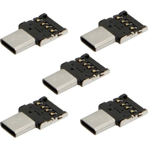 Zihan 5pcs USB 2.0 OTG to Ultra Mini Type-C USB-C Adapter for Cell Phone Tablet & USB Cable & Flash Disk