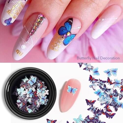 1box Colorful Butterfly Nail Stickers Sequins 3D Nail Art Decorations Emulational Design Japanese Style Manicure Accessories
