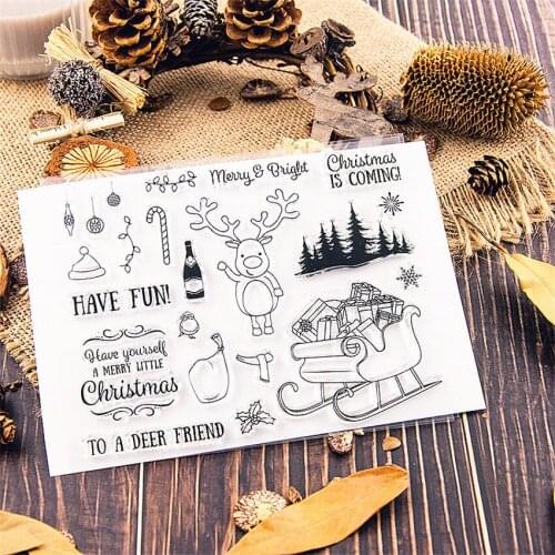 15.5x12.5cm sled deer Transparent Clear Stamps Silicone Seals Roller Stamp DIY scrapbooking photo album/Card Making wedding