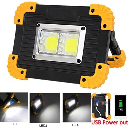 20W 2x COB LED Flashlight Rechargeable Work Light lantern 4 Mode Flood Light USB Power Out For Camping Tent lamp Outdoor