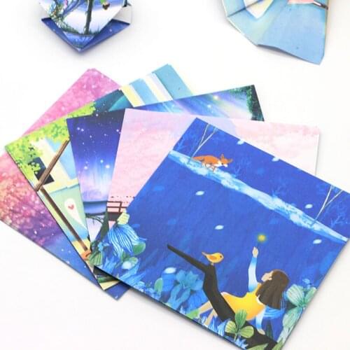 48pcs 15 cm Square Lucky Star Paper Printing Handbook Origami Cranepaper Origami Paper Making Papercrane Decorative Stack Paper