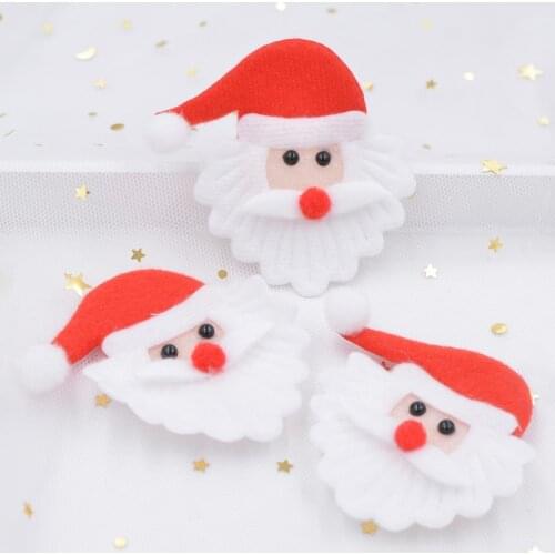 6Pcs Cloth Padded Santa Claus Appliques Sewing on Christmas Ornament, Table Decor, DIY Clothes Headwear Patches Accessories S80