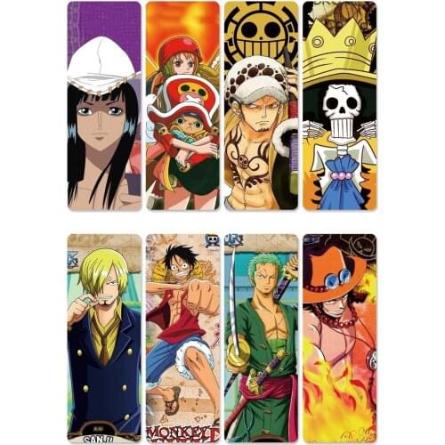 8pcs/set Anime Pirate King PVC Bookmarks w/Luffy/Law/Robin/Nami/Zoro/Sanji/Chopper/Hancock for Costumes DIY Accessories
