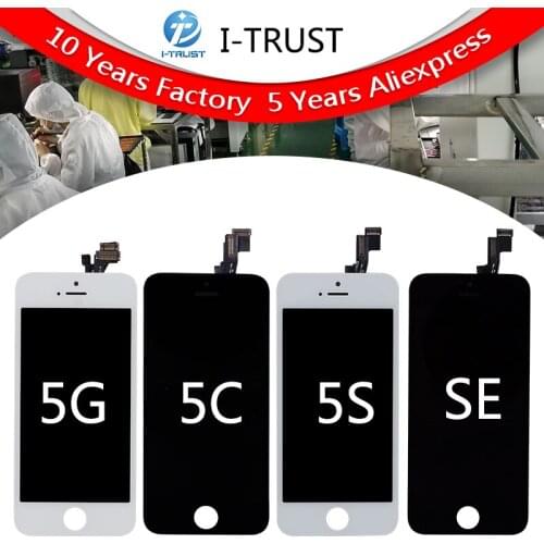 A+++ Quality 100PCS/LOT LCD Display For iPhone 5 5G 5S 5C SE Free DHL Ship With Touch Screen Full Set Assembly White And Black