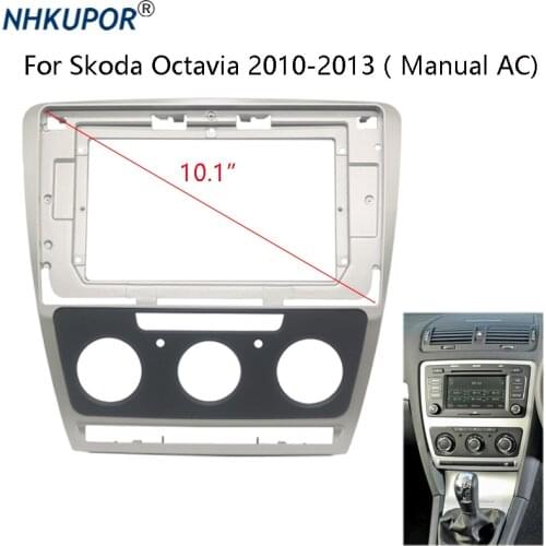 Car Radio Fascia for Skoda Octavia 2010-2013 Manual AC 2 DIN Center Console DVD Refitting Panel Dash Bezel Audio Frame Kit