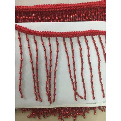 Free shipping stock tassel 10yards/bag Ym022# 10cm Red Beaded Beads High-grade Tassels for sawing dress fringe trim