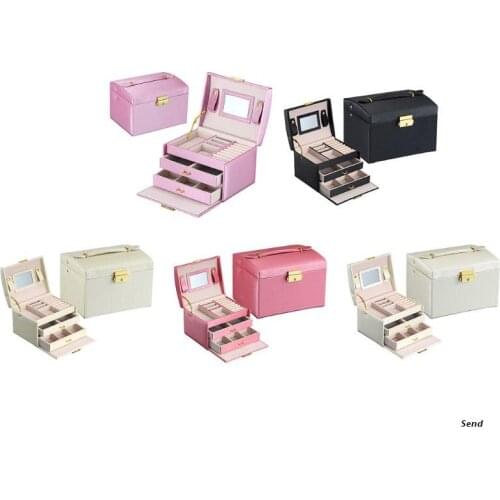 Large Jewelry Packaging & Display Box Armoire Dressing Chest with Clasps Bracelet Ring Organiser Carrying Cases